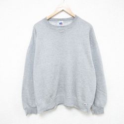 XL★古着 ラッセル 長袖 スウェット メンズ 90年代 90s 無地 クルーネック USA製 グレー 霜降り 【spe】 25may28 中古 スエット トレーナー トップス