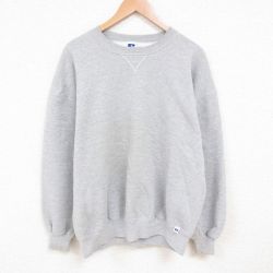 XL★古着 ラッセル 長袖 スウェット メンズ 90年代 90s 無地 大きいサイズ クルーネック USA製 グレー 霜降り 25may28 中古 スエット トレーナー トップス