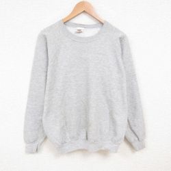 【20%OFF】XL★古着 フルーツオブザルーム 長袖 スウェット メンズ 80年代 80s 無地 ラグラン クルーネック USA製 グレー 霜降り 25may28 中古 スエット トレーナー トップス