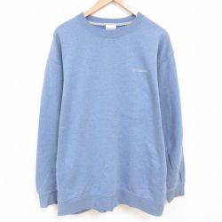 【50%OFF】XL★古着 コロンビア COLUMBIA 長袖 スウェット メンズ ワンポイントロゴ 大きいサイズ クルーネック 薄紺 ネイビー 霜降り 25may28 中古 スエット トレーナー トップス