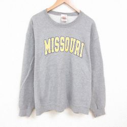 XL★古着 長袖 スウェット メンズ 00年代 00s ミズーリ クルーネック グレー 霜降り 25may28 中古 スエット トレーナー トップス