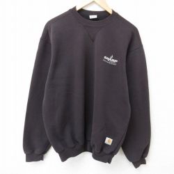 XL★古着 カーハート Carhartt 長袖 スウェット メンズ SHARP クルーネック 黒 ブラック 25may29 中古 スエット トレーナー トップス