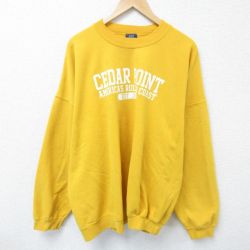XL★古着 MVスポーツ 長袖 スウェット メンズ CEDAR 大きいサイズ クルーネック 黄 イエロー 25may29 中古 スエット トレーナー トップス