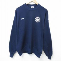 L★古着 ジャージーズ 長袖 スウェット メンズ 00年代 00s TWIN クルーネック 紺 ネイビー 25may29 中古 スエット トレーナー トップス
