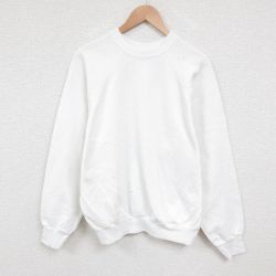 【50%OFF】L★古着 TULTEX 長袖 スウェット メンズ 90年代 90s 無地 ラグラン クルーネック USA製 白 ホワイト 25may29 中古 スエット トレーナー トップス