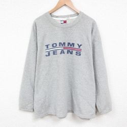 【50%OFF】トミーヒルフィガー 90s 長袖スウェット ビッグロゴ グレー XL | 古着