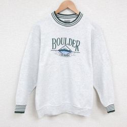 M★古着 オニータ ONEITA 長袖 スウェット メンズ 90年代 90s コロラド 刺繍 クルーネック USA製 薄グレー 霜降り 25may29 中古 スエット トレーナー トップス