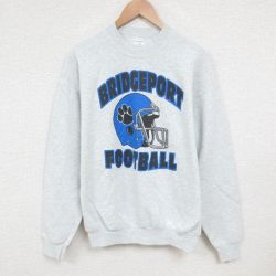 L★古着 フルーツオブザルーム 長袖 スウェット メンズ 90年代 90s フットボール クルーネック USA製 薄グレー 霜降り 25jun04 中古 スエット トレーナー トップス