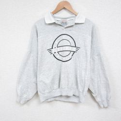 XL★古着 長袖 スウェット メンズ 90年代 90s RIVIERA 大きいサイズ 襟付き USA製 薄グレー 霜降り 25jun04 中古 スエット トレーナー トップス
