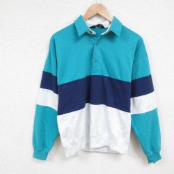 M★古着 長袖 トップス メンズ 80年代 80s 襟付き 青緑他 25jun04 中古 スエット トレーナー