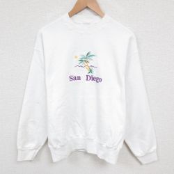 00s 長袖スウェット サンディエゴ刺繍 ホワイト L | 古着