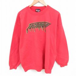 【20%OFF】XL★古着 長袖 スウェット メンズ 00年代 00s テクニカル クルーネック USA製 赤 レッド 25jun03 中古 スエット トレーナー トップス
