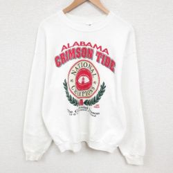 L★古着 フルーツオブザルーム 長袖 スウェット メンズ 90年代 90s アラバマ クルーネック USA製 白 ホワイト 25jun03 中古 スエット トレーナー トップス