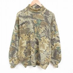 XL★古着 ジャージーズ 長袖 スウェット メンズ 00年代 00s タートルネック ハイネック USA製 こげ茶 ブラウン 迷彩 25jun03 中古 スエット トレーナー トップス
