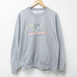 L★古着 ジャージーズ 長袖 スウェット メンズ 00年代 00s オーシャンシティ 刺繍 クルーネック グレー 霜降り 25may30 中古 スエット トレーナー トップス