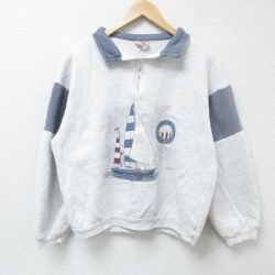 【50%OFF】ハーフジップスウェット 90s 霜降り グレー L | 古着