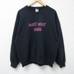 【20%OFF】L★古着 長袖 スウェット メンズ 00年代 00s BeST クルーネック 黒 ブラック 25may30 中古 スエット トレーナー トップス