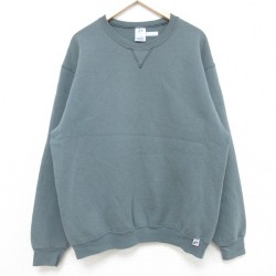 【20%OFF】L★古着 ラッセル 長袖 スウェット メンズ 00年代 00s 無地 クルーネック 薄緑 グリーン 【spe】 25may31 中古 スエット トレーナー トップス