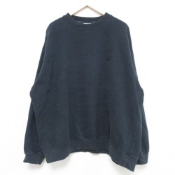 【50%OFF】XL★古着 リーボック REEBOK 長袖 スウェット メンズ 00年代 00s ワンポイントロゴ 大きいサイズ クルーネック 黒 ブラック 25may31 中古 スエット トレーナー トップス