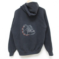 【20%OFF】M★古着 リー Lee 長袖 スウェット パーカー メンズ 00年代 00s ブルドッグ 黒 ブラック 25may31 中古 スエット トレーナー トップス