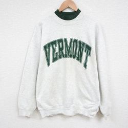 XL★古着 長袖 スウェット メンズ 90年代 90s バーモント 大きいサイズ モックネック ハイネック USA製 薄グレー 霜降り 25jun02 中古 スエット トレーナー トップス