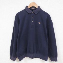 XL★古着 GANT 長袖 トップス メンズ 90年代 90s コットン 襟付き 紺 ネイビー 25jun02 中古 スエット トレーナー