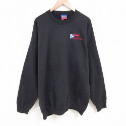 【50%OFF】XL★古着 チャンピオン champion 長袖 スウェット メンズ アメリカン 大きいサイズ ロング丈 クルーネック 黒 ブラック 25jun04 中古 スエット トレーナー トップス