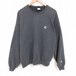 【20%OFF】XL★古着 スターター STARTER 長袖 スウェット メンズ ワンポイントロゴ 大きいサイズ クルーネック 濃グレー 25jun04 中古 スエット トレーナー トップス