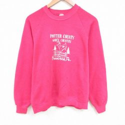 L★古着 ジャージーズ 長袖 スウェット メンズ 90年代 90s シカ ラグラン クルーネック USA製 ピンク 25jun04 中古 スエット トレーナー トップス