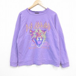 【20%OFF】M★古着 長袖 ロック バンド スウェット メンズ デフレパード コットン ラグラン クルーネック USA製 紫 パープル 【spe】 25oct01 中古 スエット トレーナー トップス