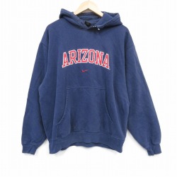 XL★古着 ナイキ NIKE 長袖 スウェット パーカー メンズ 00年代 00s アリゾナ 刺? 大きいサイズ 紺 ネイビー 25oct01 中古 スエット トレーナー トップス