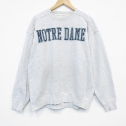 XL★古着 長袖 スウェット メンズ 00年代 00s ノートルダム クルーネック 薄グレー 霜降り 25oct01 中古 スエット トレーナー トップス