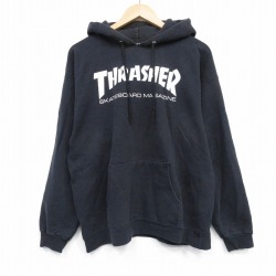 L★古着 スラッシャー 長袖 スウェット パーカー メンズ ビッグロゴ 黒 ブラック 25oct01 中古 スエット トレーナー トップス