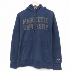 L★古着 長袖 チャンピオン Champion リバースウィーブ メンズ 00年代 00s MAROUETTE パーカー 紺 ネイビー 25oct03 中古 スエット トレーナー トップス
