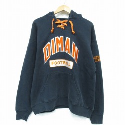 XL★古着 長袖 スウェット パーカー メンズ DIMAN USA製 黒 ブラック 25oct03 中古 スエット トレーナー トップス
