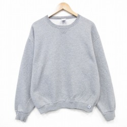 L★古着 ラッセル 長袖 スウェット メンズ 00年代 00s 無地 クルーネック 薄グレー 霜降り 25oct02 中古 スエット トレーナー トップス