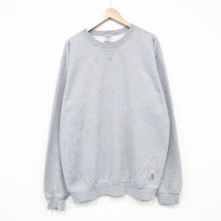 XL★古着 カーハート Carhartt 長袖 スウェット メンズ 無地 大きいサイズ クルーネック グレー 霜降り 25oct02 中古 スエット トレーナー トップス