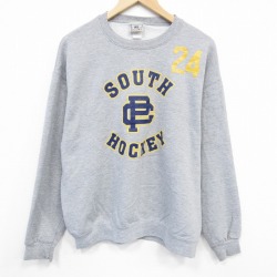 L★古着 リー Lee 長袖 スウェット メンズ 00年代 00s サウスホッケー クルーネック グレー 霜降り 25oct02 中古 スエット トレーナー トップス
