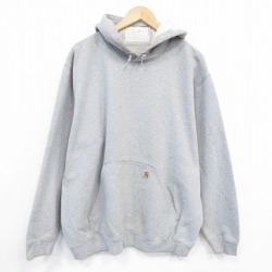 XL★古着 カーハート Carhartt 長袖 スウェット パーカー メンズ 無地 大きいサイズ グレー 霜降り 25oct02 中古 スエット トレーナー トップス