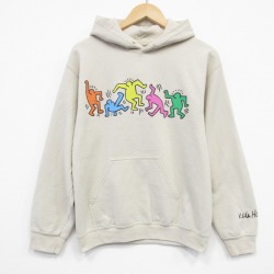 S★古着 リップルジャンクション 長袖 スウェット パーカー メンズ キースへリング 薄ベージュ カーキ 25oct04 中古 スエット トレーナー トップス