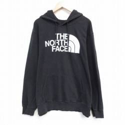 XL★古着 ノースフェイス THE NORTH FACE 長袖 スウェット パーカー メンズ ビッグロゴ 大きいサイズ 黒 ブラック 25oct03 中古 スエット トレーナー トップス