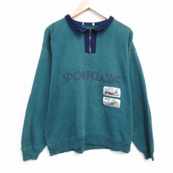 【50%OFF】ハーフジップスウェット 90s 車 グリーン L | 古着