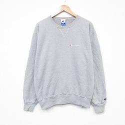 XL★古着 チャンピオン champion 長袖 スウェット メンズ 90年代 90s ワンポイントロゴ クルーネック グレー 霜降り 25oct04 中古 スエット トレーナー トップス