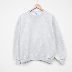 【20%OFF】L★古着 ラッセル 長袖 スウェット メンズ 90年代 90s 無地 クルーネック USA製 薄グレー 霜降り 25oct04 中古 スエット トレーナー トップス