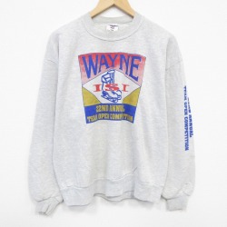 L★古着 ジャージーズ 長袖 スウェット メンズ 90年代 90s WAYNE クルーネック USA製 グレー 霜降り 25oct07 中古 スエット トレーナー トップス