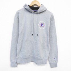 M★古着 チャンピオン champion 長袖 スウェット パーカー メンズ グレー 霜降り 25oct07 中古 スエット トレーナー トップス