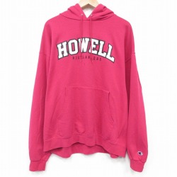 XL★古着 チャンピオン champion 長袖 スウェット パーカー メンズ 00年代 00s HOWELL 濃ピンク 25oct06 中古 スエット トレーナー トップス