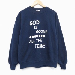 L★古着 ジャージーズ 長袖 スウェット メンズ 90年代 90s メッセージ クルーネック USA製 紺 ネイビー 25oct10 中古 スエット トレーナー トップス