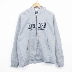 L★古着 長袖 フルジップ スウェット パーカー メンズ 00年代 00s INTER グレー 霜降り 25oct11 中古 スエット トレーナー トップス
