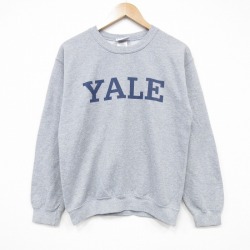 S★古着 長袖 スウェット メンズ イェール YALE クルーネック グレー 霜降り 25oct11 中古 スエット トレーナー トップス